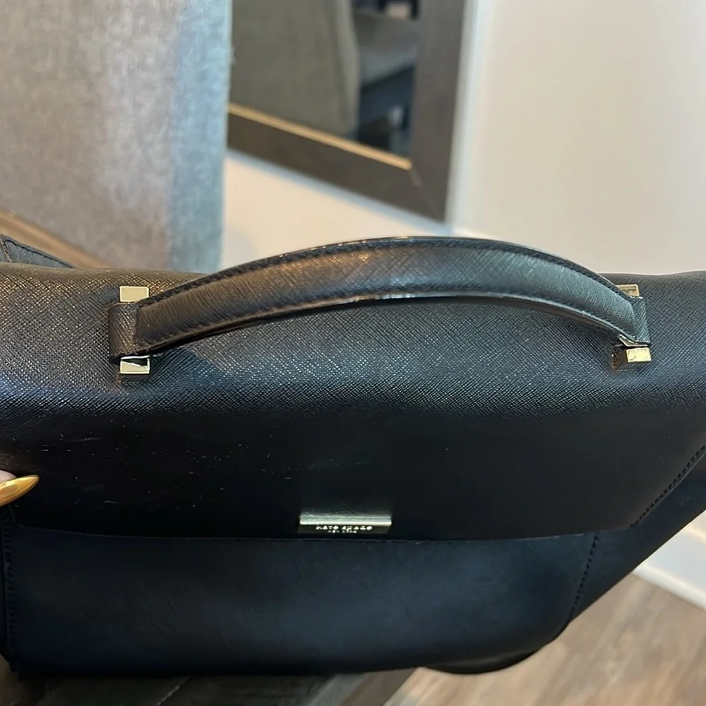 Kate Spade Lilah Shoulder Bag Laurel Way Black Satchel Purse Handbag Leather